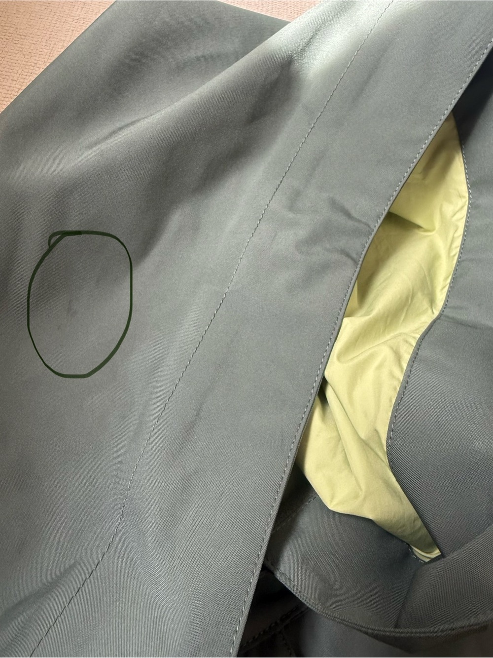 Patagonia Women's Hooded Trench Coat - Green with Light Lime Lining - Picture 5 of 6